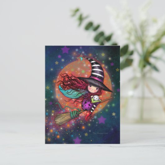 猫と箒に咲く小さな魔女 ポストカード (スタンド正面)