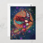 猫と箒に咲く小さな魔女 ポストカード (正面/裏面)