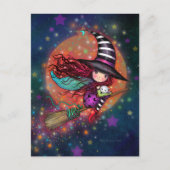 猫と箒に咲く小さな魔女 ポストカード (正面)