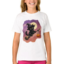 猫と箒Tシャツ