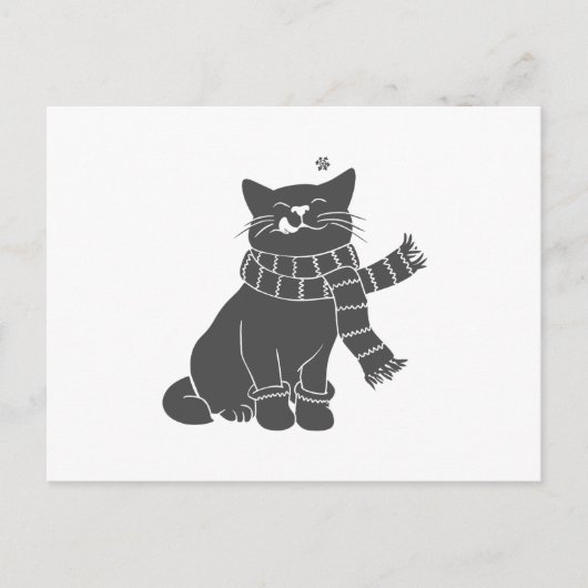 猫と美しいスカーフ – 背景色を選択 ポストカード (正面)