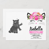 猫と美しいスカーフ – 背景色を選択 招待状 (正面/裏面)