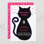 猫と色数々のの紙吹雪誕生日招待状 招待状 (正面/裏面)