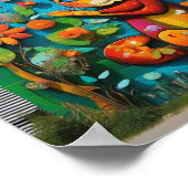 猫と花の壁画 ポスター (角)