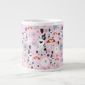 猫と花の模様 ジャンボコーヒーマグカップ (正面)