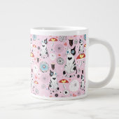 猫と花の模様 ジャンボコーヒーマグカップ (右)