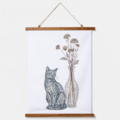 猫と花瓶 吊り下げ型タペストリー (正面)