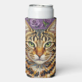 猫と花 | かわいい芸術的な猫 スリム缶クーラー (Seltzer裏面)