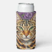 猫と花 | かわいい芸術的な猫 スリム缶クーラー (Seltzer正面)