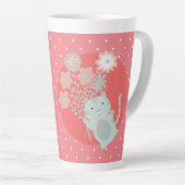 猫と花 カフェラテマグ (右アングル)