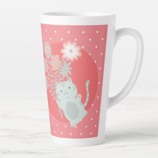 猫と花 カフェラテマグ (右)