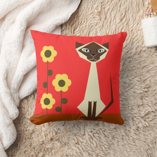 猫と花 クッション (ブランケット)