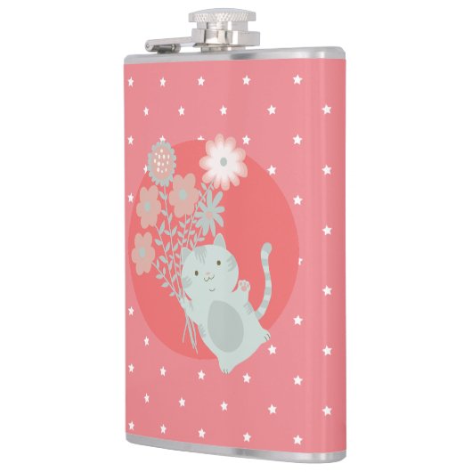 猫と花 フラスク (左)