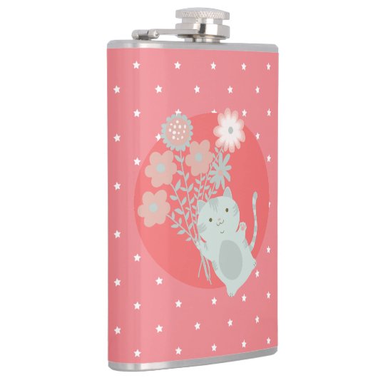 猫と花 フラスク (右)