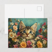 猫と花 ポストカード (正面/裏面)