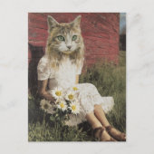猫と花 ポストカード (正面)