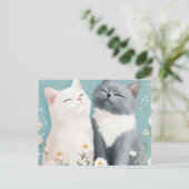 猫と花 ポストカード (スタンド正面)