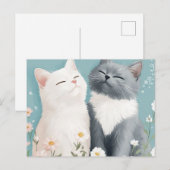 猫と花 ポストカード (正面/裏面)