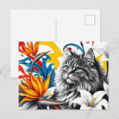 猫と花 ポストカード (正面/裏面)