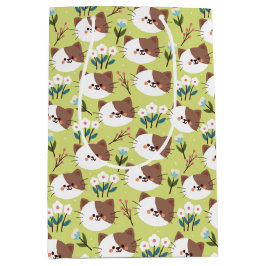 猫と花 ミディアムペーパーバッグ