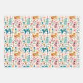 猫と花 ラッピングペーパーシート (正面2)