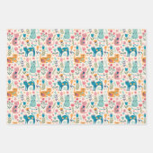 猫と花 ラッピングペーパーシート (正面)
