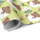 猫と花 ラッピングペーパー (ロールコーナー)