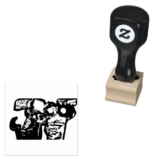 猫と花 ラバースタンプ (押印)