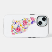 猫と花 iPhone  15ケース (裏面横)