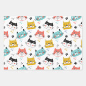 猫と虹のパターン ラッピングペーパーシート (正面)