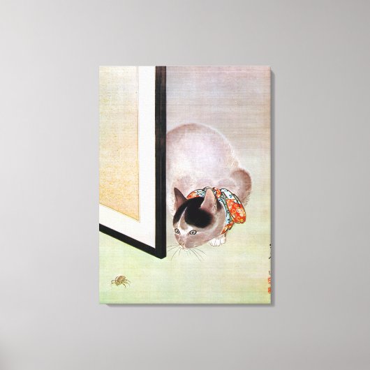 猫と蜘蛛,東皐猫とクモ，東湖 キャンバスプリント (正面)