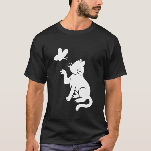 猫と蝶々 Tシャツ (正面)