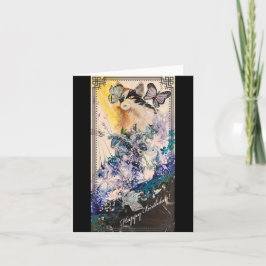 猫と蝶の誕生日カード サンキューカード