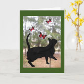 猫と蝶考えるは、あなたのカード カード (黄色い花)