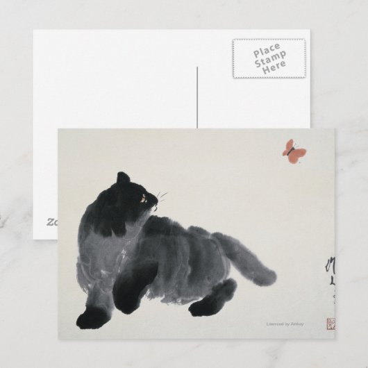 猫と蝶 ポストカード (正面/裏面)