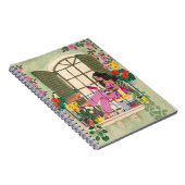 猫と読一緒に夏のバルコニーにいる女の子 ノートブック (右側)