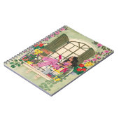 猫と読一緒に夏のバルコニーにいる女の子 ノートブック (左側)