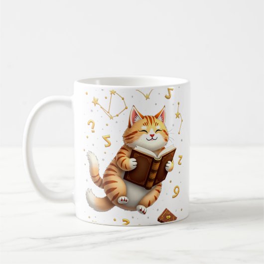 猫と読書する宇宙空間 Booktok ダークアカデミア コーヒーマグカップ (左)