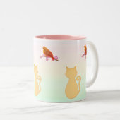 猫と赤い鳥 ツートーンマグカップ (正面右)