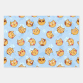 猫と足のプリントラッピング紙セット ラッピングペーパーシート (正面3)