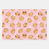 猫と足のプリントラッピング紙セット ラッピングペーパーシート (正面2)