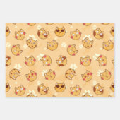 猫と足のプリントラッピング紙セット ラッピングペーパーシート (正面)