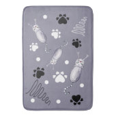 猫と足の水彩柄 バスマット (正面縦)