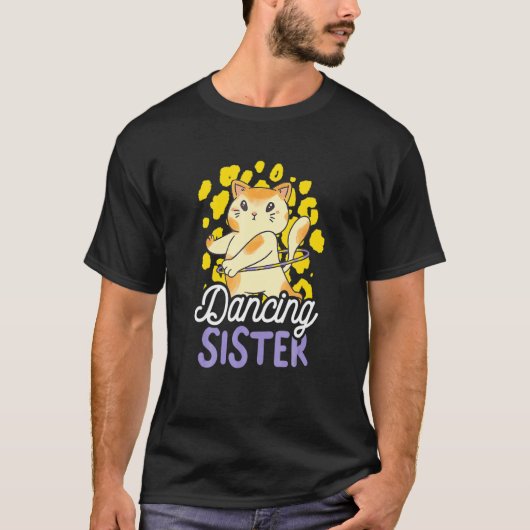 猫と踊る姉妹のためのデザイン Tシャツ (正面)