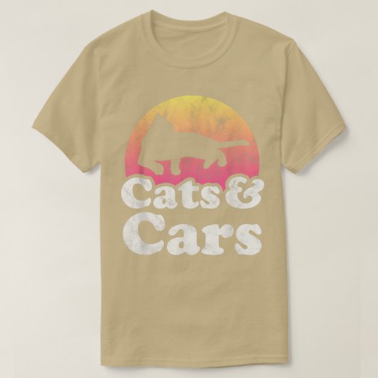 猫と車男と女の猫と車  Tシャツ (デザイン正面)