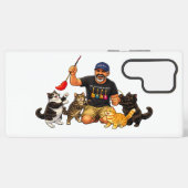 猫と遊ぶ男性 SAMSUNG GALAXYケース (裏面横)