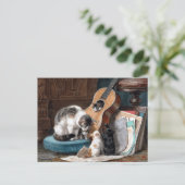 猫と遊ギター・ヘンリエ・ロナー・ナイフ ポストカード (スタンド正面)