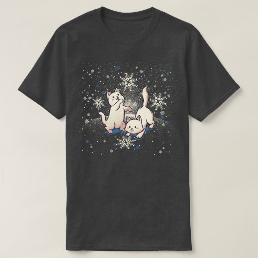 猫と遊トベフォンセカの雪 Tシャツ (デザイン正面)
