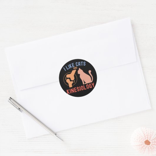 猫と運動学が好き ラウンドシール (封筒)