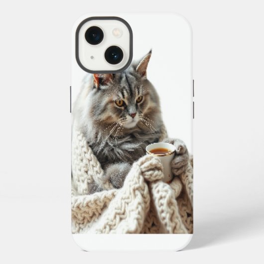 猫と過ごす冬の紅茶 iPhoneケース (裏面)